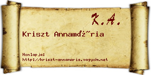Kriszt Annamária névjegykártya